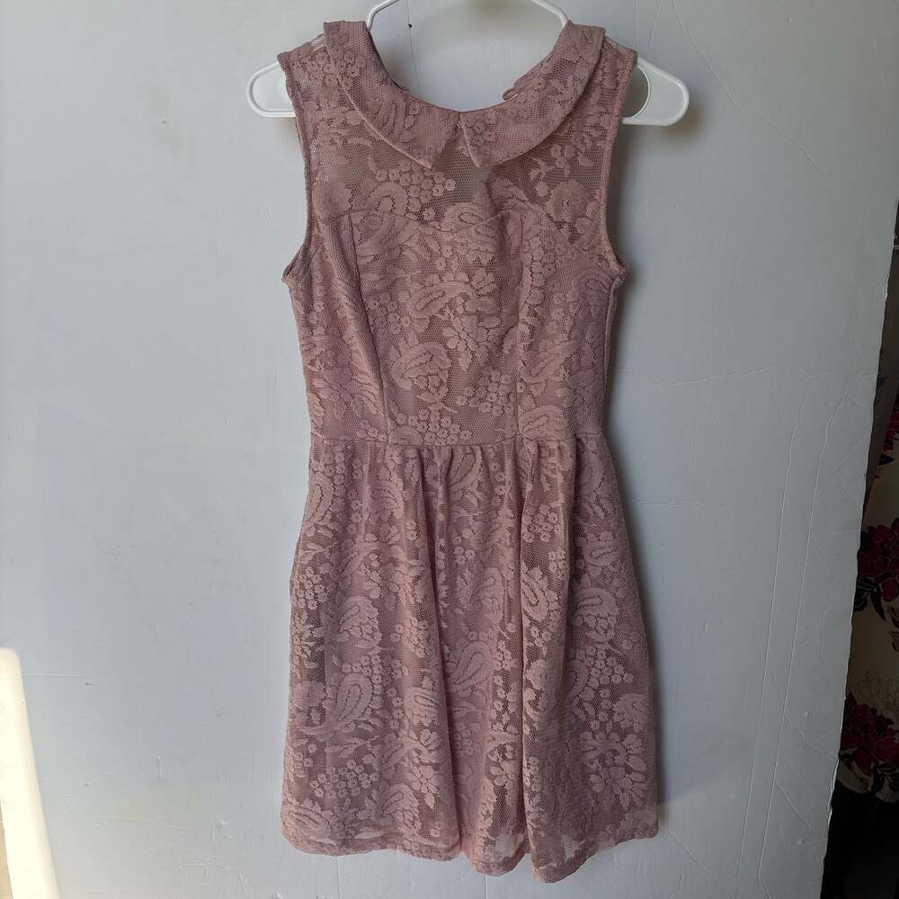Xhilaration Women's Pink Lace Peter Pan Collar Sleeveless Dress Size M